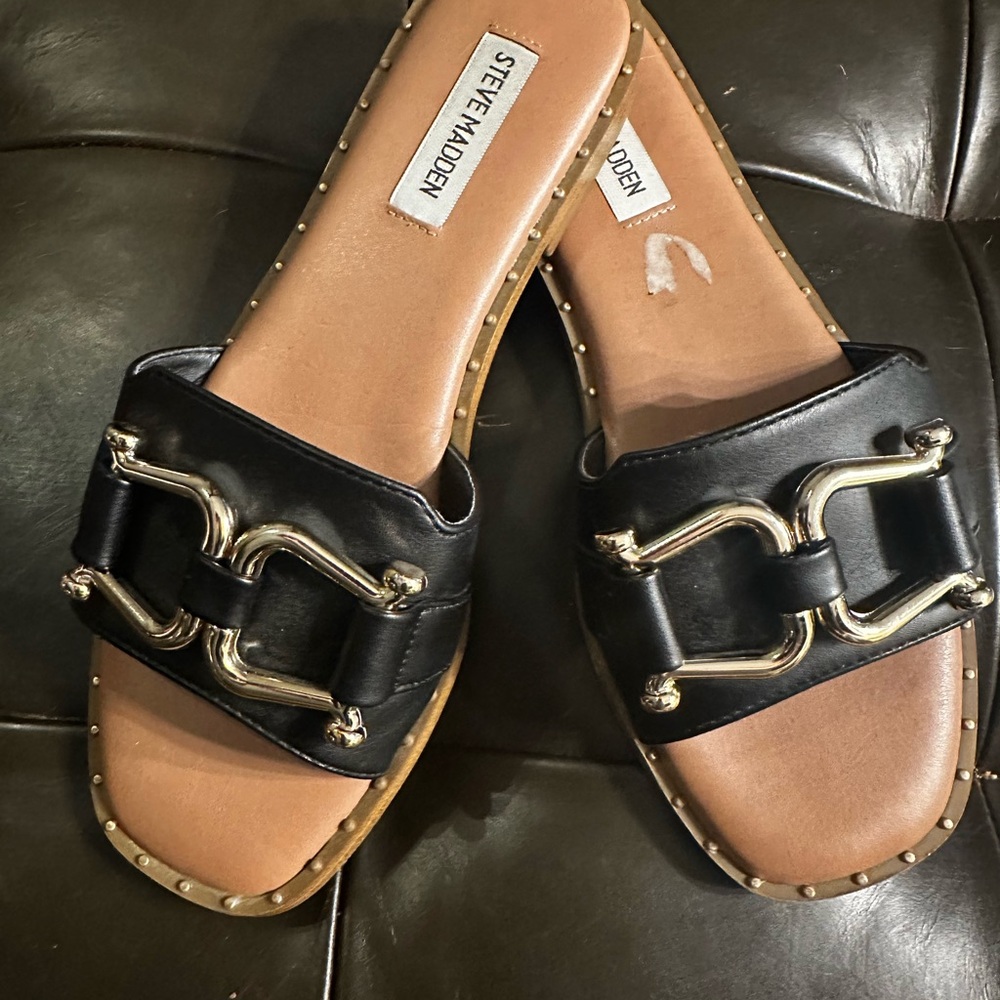 Steve Madden Black Slide Sandals